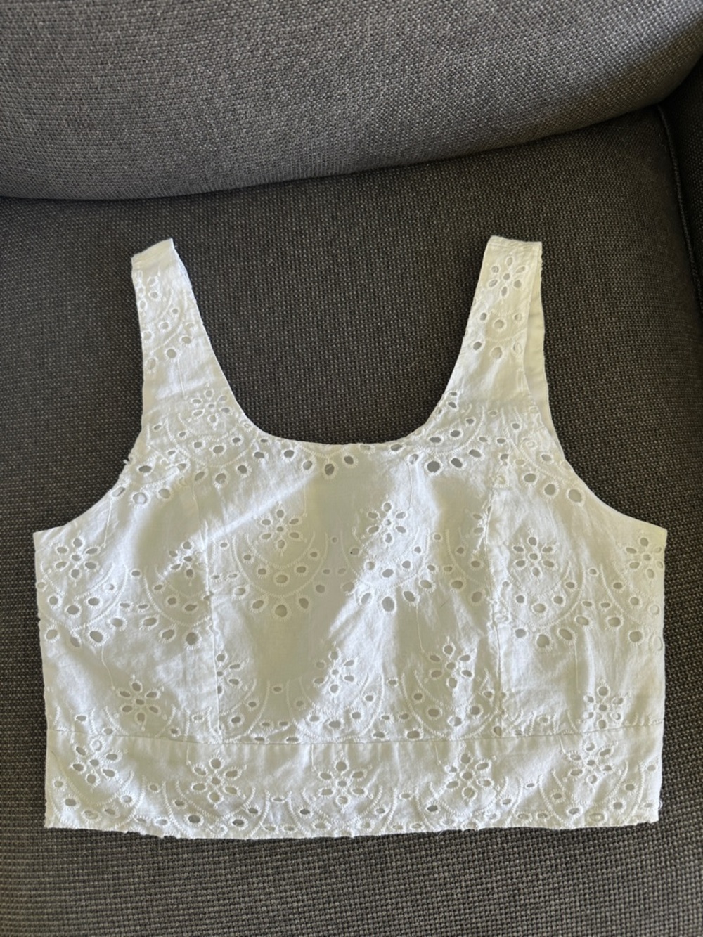 Joie White Eyelet Sleeveless Crop Top